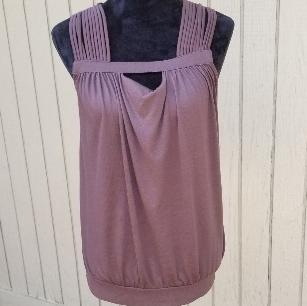 Brown drape neck multi-strap tank